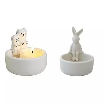 Керамический подсвечник, милый подсвечник для чайной свечи для домашнего декора (Пара кошек)
