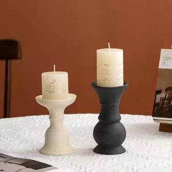 Керамический подсвечник в скандинавском стиле, французский ретро, матовый, простой, чистый пигмент, обожженный, предметы интерьера, настольное украшение, мебель Aoan - White