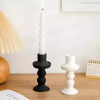 Керамический подсвечник в скандинавском стиле, ретро, матовый, современный, простой, обожженный, для дома, украшения стола, украшения для ужина, реквизит Huai an - White