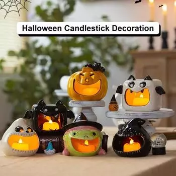 Керамический подсвечник в виде привидения, тыквы, летучей мыши, ведьмы, пепельницы, подсвечника, настольного украшения, домашнего декора A