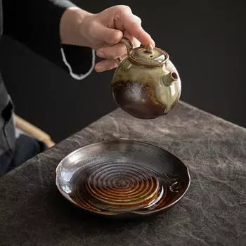 Керамический ретро-чайник с глазурью, крышка для чаши, смена печи, аксессуары для чайной церемонии, домашний креативный чайник ручной работы