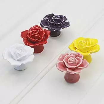 Керамический шкаф с цветком розы, ящик для шкафа, ручка для мебели, ручка для мебели розовый