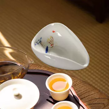 Керамический сосуд для дозирования, китайский совок для чая, один поднос для кофе, взвешивание зерен для офиса lotus