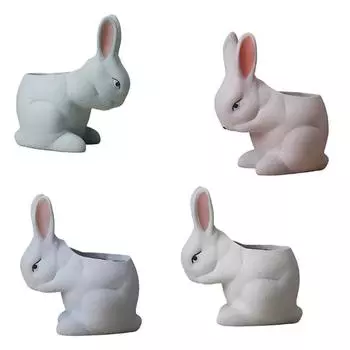 Керамический суккулентный горшок в форме животного с изображением кролика, держатель для цветочного горшка в виде кактуса, контейнер для садоводства, домашний патио, дропшиппинг светло-розовый