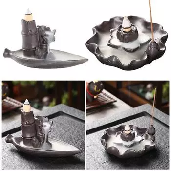Керамический водопад, дым, обратный поток, держатель для курильницы, курильница, ароматическая палочка, украшение для дома 12*11.5*4.6cm