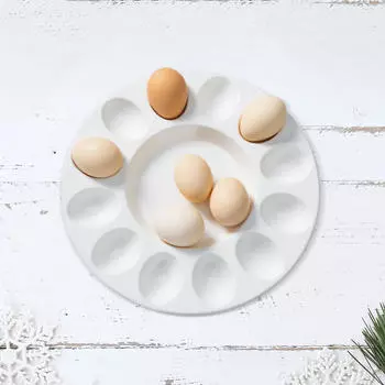 Керамическое блюдо для подачи яиц с элегантной основой для обедов на открытом воздухе 32cm