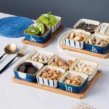 Керамическое блюдо в японском стиле, квадратная тарелка для закусок, соусница и уксус, ресторанная посуда, кухонная утварь, домашняя салатница