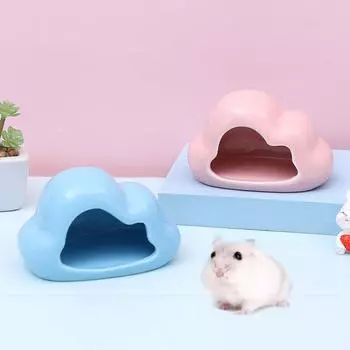 Керамическое гнездо для домашних животных Летняя прохлада Керамическое гнездо Охлаждающее летнее убежище для хомяков Креативное облако Ледяной домик для хомяков синий