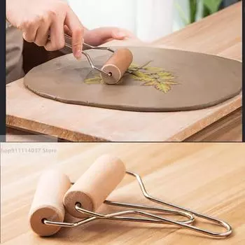 Керамическое искусство, твердый деревянный толкающий глиняный валик, инструменты для формовки полимерной глины, обрезка поверхности, роликовый валик, инструменты для керамики своими руками 1pc