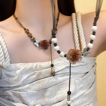 Керамическое ожерелье в виде бабочек-камелий в китайском стиле: Сеть магазинов женской одежды класса люкс жемчужина белый