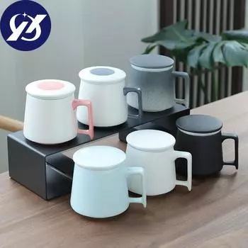 Керамическое ситечко для чая, кружка с крышкой и фильтром, креативная фарфоровая чашка для чая, офисная чашка для разделения воды, простая домашняя посуда для питья, подарок