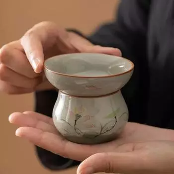 Керамическое ситечко для чая, расписанное вручную, фильтр для чая Geyao, винтажное ситечко для чая Lotus, чайный сервиз Kung Fu, аксессуары для домашнего офиса