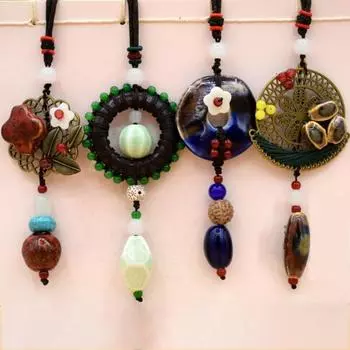 Керамическое тканое ожерелье в национальном стиле в стиле ретро, женское ожерелье-свитер, аксессуары для одежды