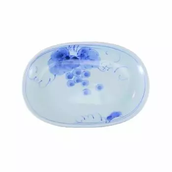 Керамика Арита Хасами виноградная овальная тарелка рыбный шампур японская тарелка Санкай Риши, посуда, посуда, (маленький), столовая посуда, керамика, синий