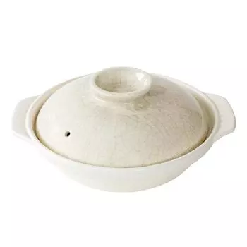 Керамика Ginpo, глиняная чернильница Kyoto для Nabeyaki, размер, подходящий для открытого жара, Banko, сделано в Японии, 11101, горшок, стиль, ручка, удон, 10, 4-5 человек, белый