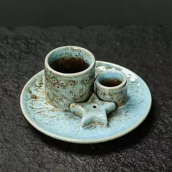 Керамика курильница гостиная ремесла скандинавский стиль священный деревянный поддон йога атмосфера орнамент подсвечник настольная книжная полка домашний декор