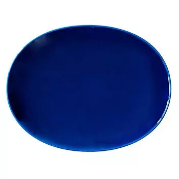 Керамика Nishikai, хасами, обычная тарелка, овальная, темно-синяя, диаметр около 27 см, можно мыть в микроволновой печи, сделано в Японии, 13221 тёмно-синий