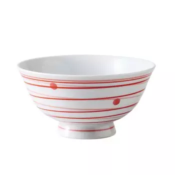 Керамика Nishikai, миска для чая, рисовая миска, средняя, узор в виде завитков Nishiki, красная, сделано в Японии, 74039