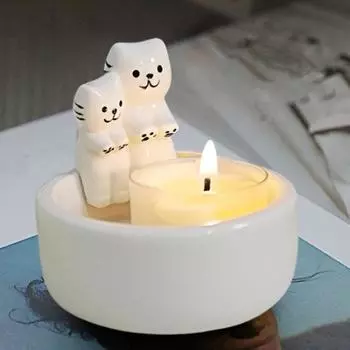 Керамика Пара Кошка Подсвечник Согревающие Лапы Котенок Чай Ароматические Свечи Подсвечник Гостиная Ванная Комната Украшение Рабочего Стола Рождественский Подарок