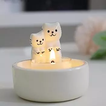 Керамика пара кошка подсвечник теплые лапы котенок чай ароматическая свеча подсвечник гостиная ванная комната