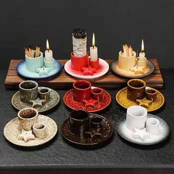 Керамика Подсвечник Настольная Книжная Полка Атмосфера Гостиная Священный Деревянный Поддон Скандинавский Стиль Ремесла Йога Курильница Орнамент Домашний Декор