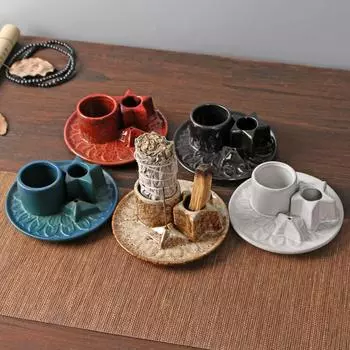 Керамика Рабочий стол Книжная полка Гостиная Скандинавский стиль Йога Орнамент Атмосфера Ремесла Кадило Подсвечник