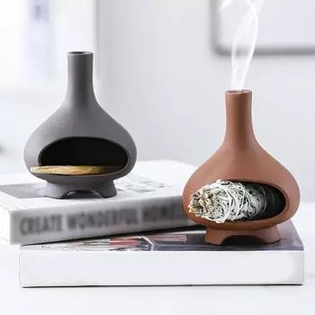 Керамика ручной работы Пало Санто Держатель Палочка Мудреца Тарелка Чаша для окуривания Конус Курильница для благовоний Чименея Йога Медитация Дзен Украшения чёрный