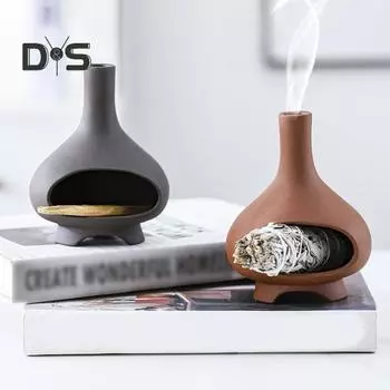 Керамика ручной работы Пало Санто Держатель Палочка Мудреца Тарелка Чаша для окуривания Конус Курильница для благовоний Чименея Йога Медитация Дзен Украшения чёрный