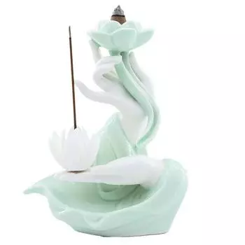 Керамика ручной работы в стиле дзен-будды, курильница с обратным потоком, лотосовая курильница, украшение для дома, офиса, чайного домика