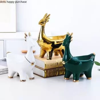 Керамика Животные Хранение Украшения Корова/олень Ящик для хранения ключей Продукты Органайзер Поднос Статуэтка для рабочего стола Изделия ручной работы Украшения Мебель