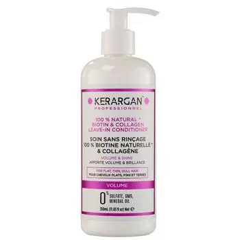Kerargan - Несмываемое средство с биотином и коллагеном - Придает силу и блеск - Для поврежденных волос - Без сульфатов, парабенов и силикона - 350 мл 350 белый