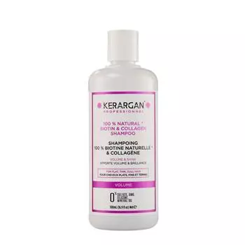 Kerargan - Шампунь с биотином и коллагеном для придания силы и блеска - Поврежденным и тонким волосам - Без сульфатов, парабенов и силикона - 500 мл 500 белый