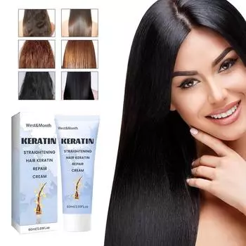 Кератиновый разглаживающий лечебный крем, восстанавливающий шелковистый кондиционер для волос после химической завивки, увлажняющая маска для волос, лечебный крем 60ml