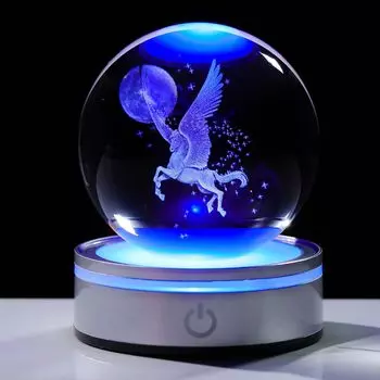 Kertari 3D хрустальный шар единорог подарок на день рождения для мужчин и женщин популярная милая стильная статуэтка для интерьера лечебные товары хрустальный шар светодиодная подсветка непрямая