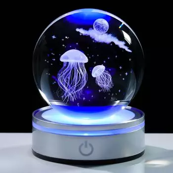 Kertari K9 Crystal Ball Медуза 3D Модель Подарок на День Рождения для Мужчин и Женщин Популярная Интерьерная Фигурка Животного Стильные Лечебные Товары Crystal Ball