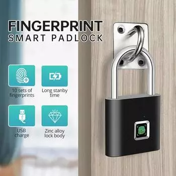KERUI замок с отпечатками пальцев с зарядкой через USB, умный замок, водонепроницаемый дверной замок, разблокировка 0,2 секунды, портативный противоугонный замок, цинк