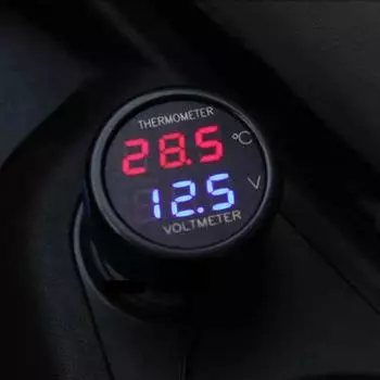 Ketotek 2 в 1 автомобильный вольтметр термометр постоянного тока 12 В 24 В цифровой измеритель температуры аккумулятор монитор красный Bl