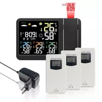 Метеостанция KETOTEK беспроводной внутренний датчик термометр гигрометр прогноз погоды с функцией проекции