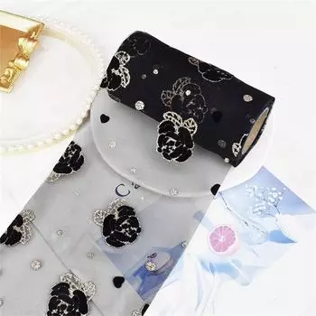 Kewgarden 12 см Цветочная вуаль Лента DIY Бант Аксессуары для волос Самодельные Ленты Материалы для поделок 11 ярдов One Size чёрный