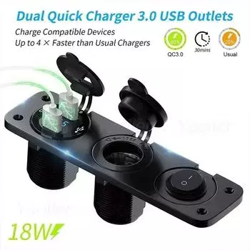 Kewig 12V Quick Charge 3.0 USB розетка панель двойная QC3.0 USB розетка прикуриватель адаптер для автомобиля лодки автофургона мотоцикла