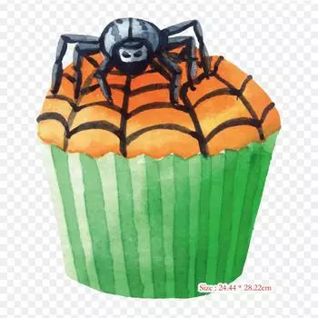 Кекс на Хэллоуин, кекс, американские кексы, термопереносная печать, виниловые нашивки, наклейки для одежды, аппликации «сделай сам», моющиеся нашивки