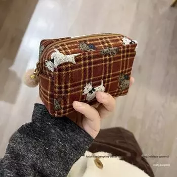 Key Card Fabric ID Earphone Zipper Bag - Handmade Small Square Portable Wallet for Change, Lipstick, and Makeup.