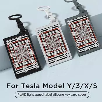 Key Card Holder for Tesla Model 3 Y X S Car Key Card Protector Cover PLAID Light Speed Label Silicone