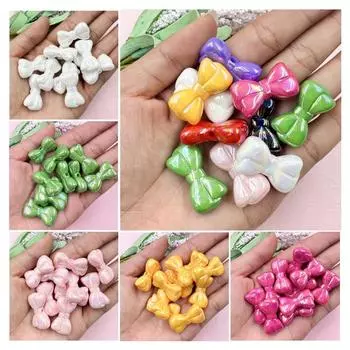 Key Chain Making 15.8*28.8mm 10pcs Big Bow Beads Acrylic Necklace Dazzle Fashion Beading Material for Bracelet beads чёрный