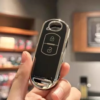 Чехол для ключа-брелока для Mazda CX-3 CX-5 CX-7 CX-9 Speed Miata MX5 2 кнопки Аксессуары для пульта дистанционного управления чёрный