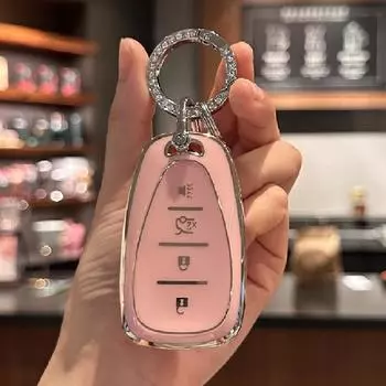 Key Fob Cover with Bling Lanyard for Chevy Chevrolet Malibu Equinox Traverse Camaro Cruze Blazer Volt Bolt Smart 4 Buttons чёрный