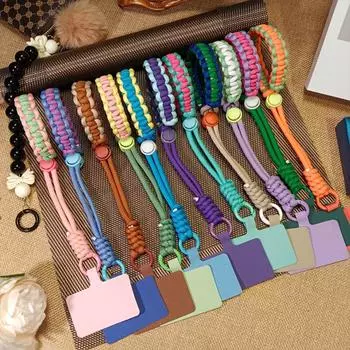 Key Holder Braided Phone Strap Anti-lost Sling Woven Phone Rope Phone Accessories фиолетовый/зелёный