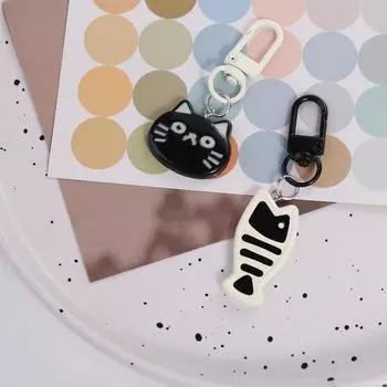 Key Ring Couple Kitty Pendant Cartoon Fish Keychain Creative Cat Keychain Unisex cat
