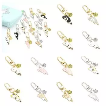 Key Ring Cute Cat Keychain Zinc Zinc Alloy Cartoon Pendant Mini Kitten Key Buckle Children Silver-C