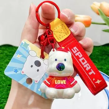 Keychain Adorable Cartoon For Car Keys Plush Dog Design In Vibrant Red Blue Orange Green